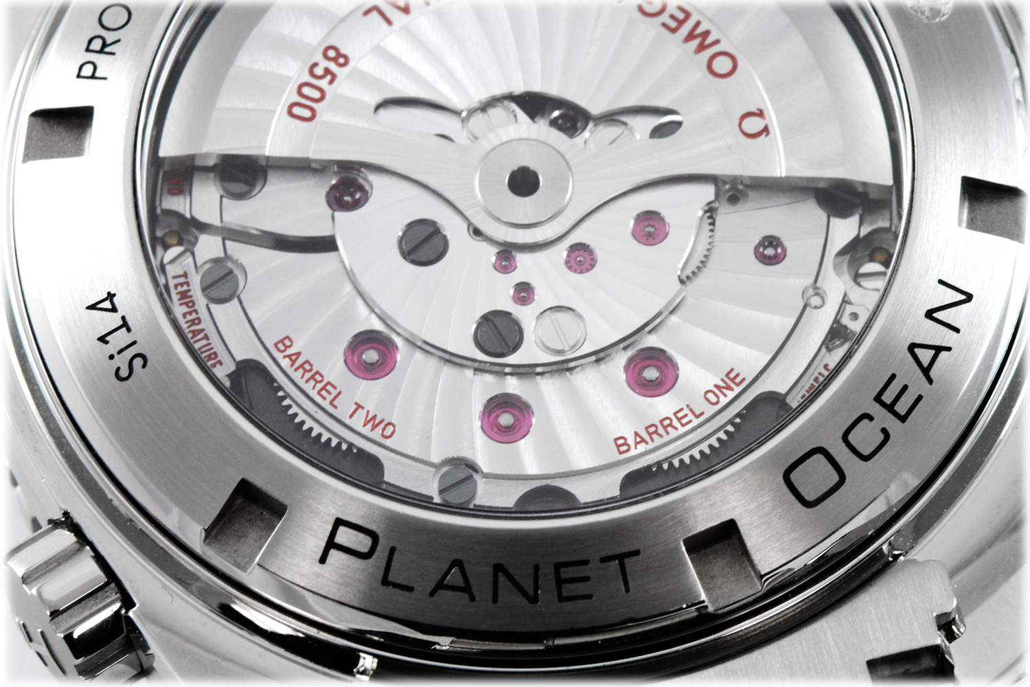 The self-made replica Omega 8500 has coaxial escapement systems.