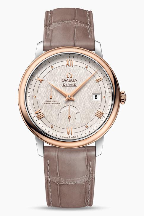 The durable copy Omega De Ville Prestige 424.23.40.21.02.001 watches are made from stainless steel and red gold.