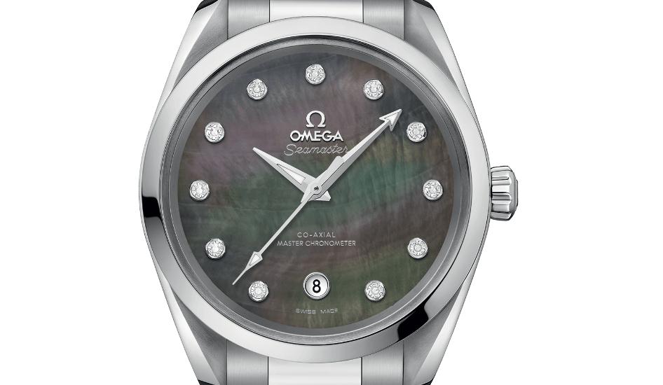 The 38 mm replica Omega Seamaster Aqua Terra 150M 220.10.38.20.57.001 watches have colorful mother-of-pearl dials.